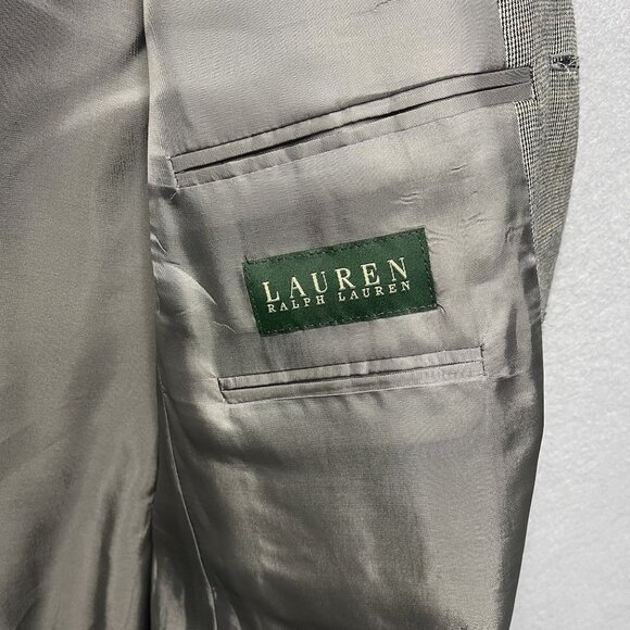 Lauren Ralph Lauren Mens Blazer Jacket Plaid Gray Wool & Silk Blend 42R - Picture 3 of 8